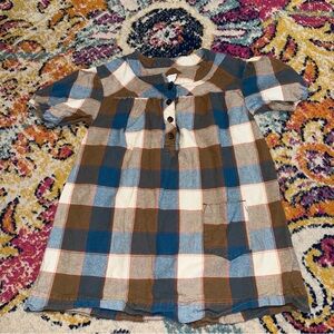 Tea Collection Blue and Brown Plaid Kids Dress